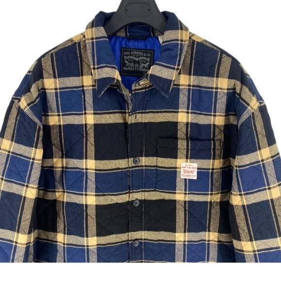 Levi's Dark Blue Plaid Overshirt Jacket Coat Men's Size Medium NWT - Picture 2 of 4